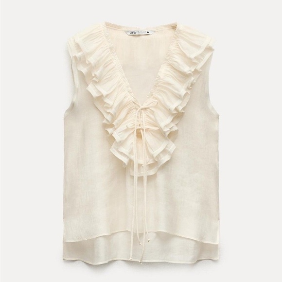 Zara Tops - Zara lace neck blouse size m NWT